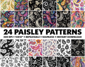 24 Paisley Patterns Seamless Paisley Patterns Classic Repeatable Pattern Paisley Endless Pattern Paisley Infinite Design Paisley Seamless