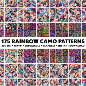 175 Rainbow Camo Patterns Seamless Patterns Endless Camouflage Pattern Infinite Rainbow Design Seamless Neon Pride Pattern Rainbow Pattern