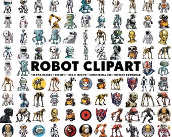 122 Imágenes prediseñadas de robot, pegatinas PNG de robot, diseño tecnológico, ilustraciones robóticas, imágenes prediseñadas de ciencia, imágenes tecnológicas, imágenes prediseñadas de robots, robot humanoide