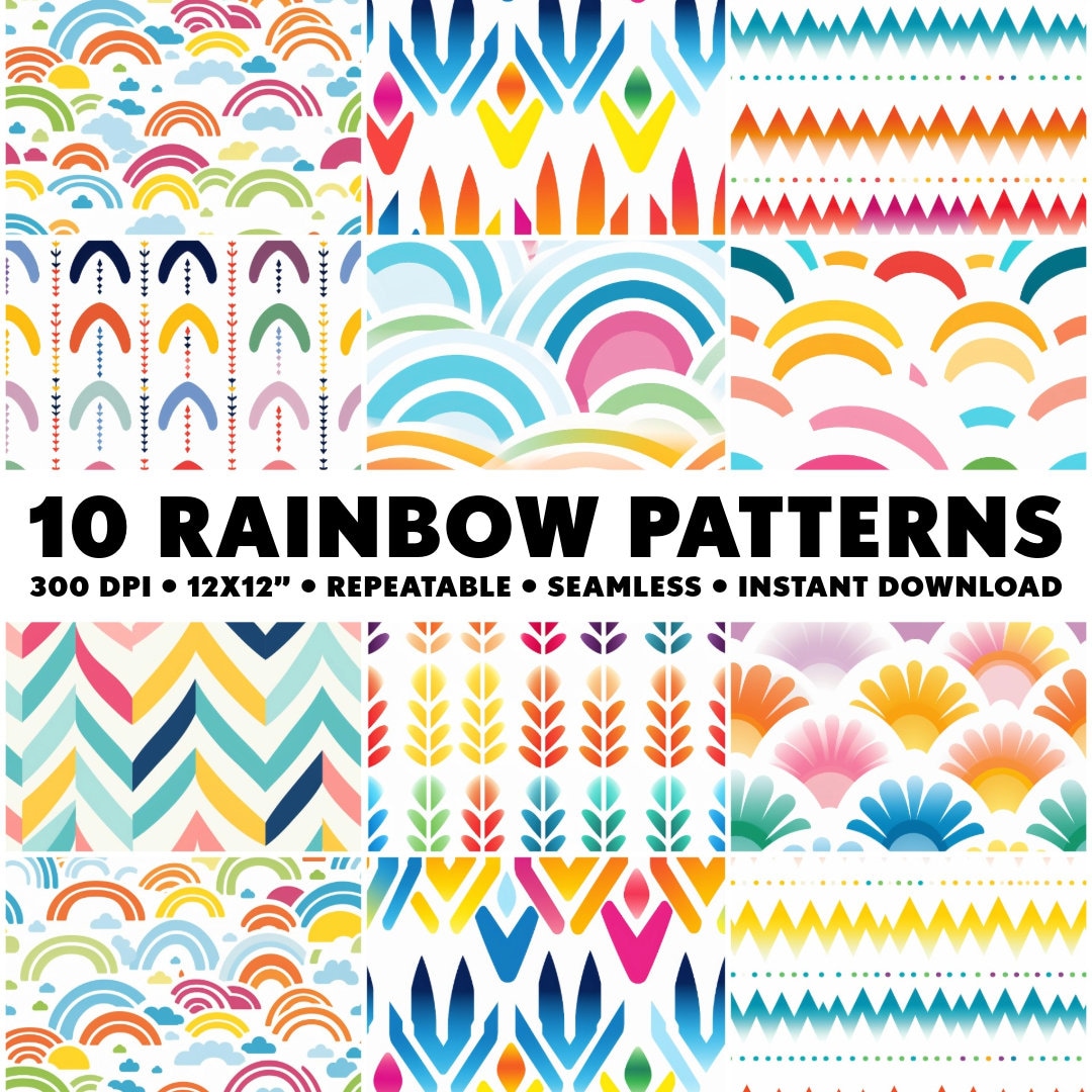 10 Rainbow Patterns Seamless Patterns Endless Rainbow Pattern Infinite ...