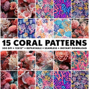 15 Coral Patterns Seamless Ocean Patterns Repeatable Reef Pattern Endless Coral Reef Pattern Infinite Underwater Design Coral Seamless