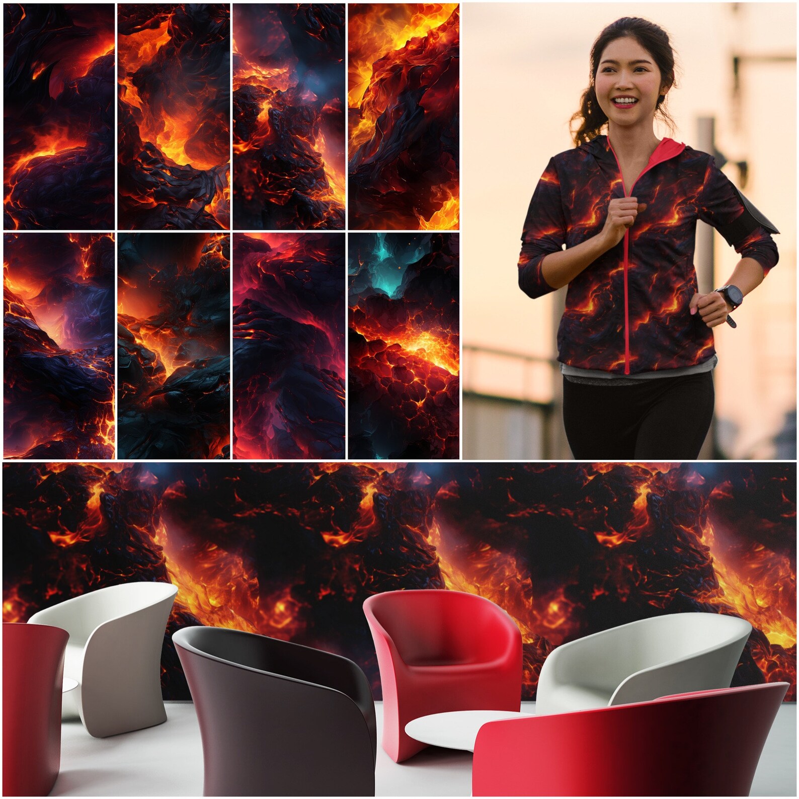 8 Lava Patterns Seamless Fire Patterns Molten Repeatable Lava Pattern ...