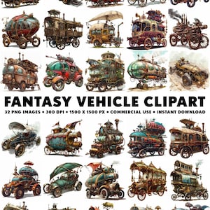 32 ファンタジーカー クリップアート画像 ファンタジーカー PNG ステッカー 車のデザイン カートのイラスト クリップアート ファンタジー画像 ファンタジー画像 魔法の車