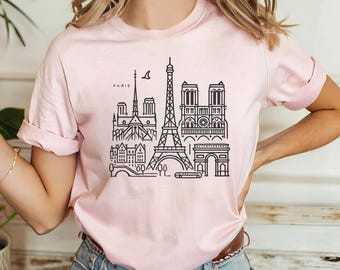 Paris Line Art Shirt | Eiffel Tower Skyline Tee for Travelers & Paris Lovers | Unique Travel Gift | Eiffel Tower T Shirt | Paris Souvenir