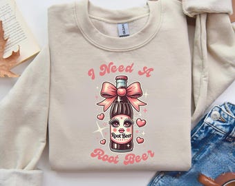 Soda Lover Shirt, I Need a Root Beer Tee, Vintage Soft Drink T-Shirt, Retro Pink Bow Coquette Aesthetic Shirt, Funny Soda Shirt