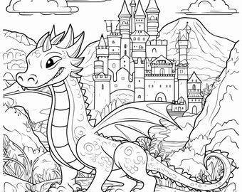 Ctosree 24 Pcs Dragon Coloring Books for Kids Dragon Party Castle