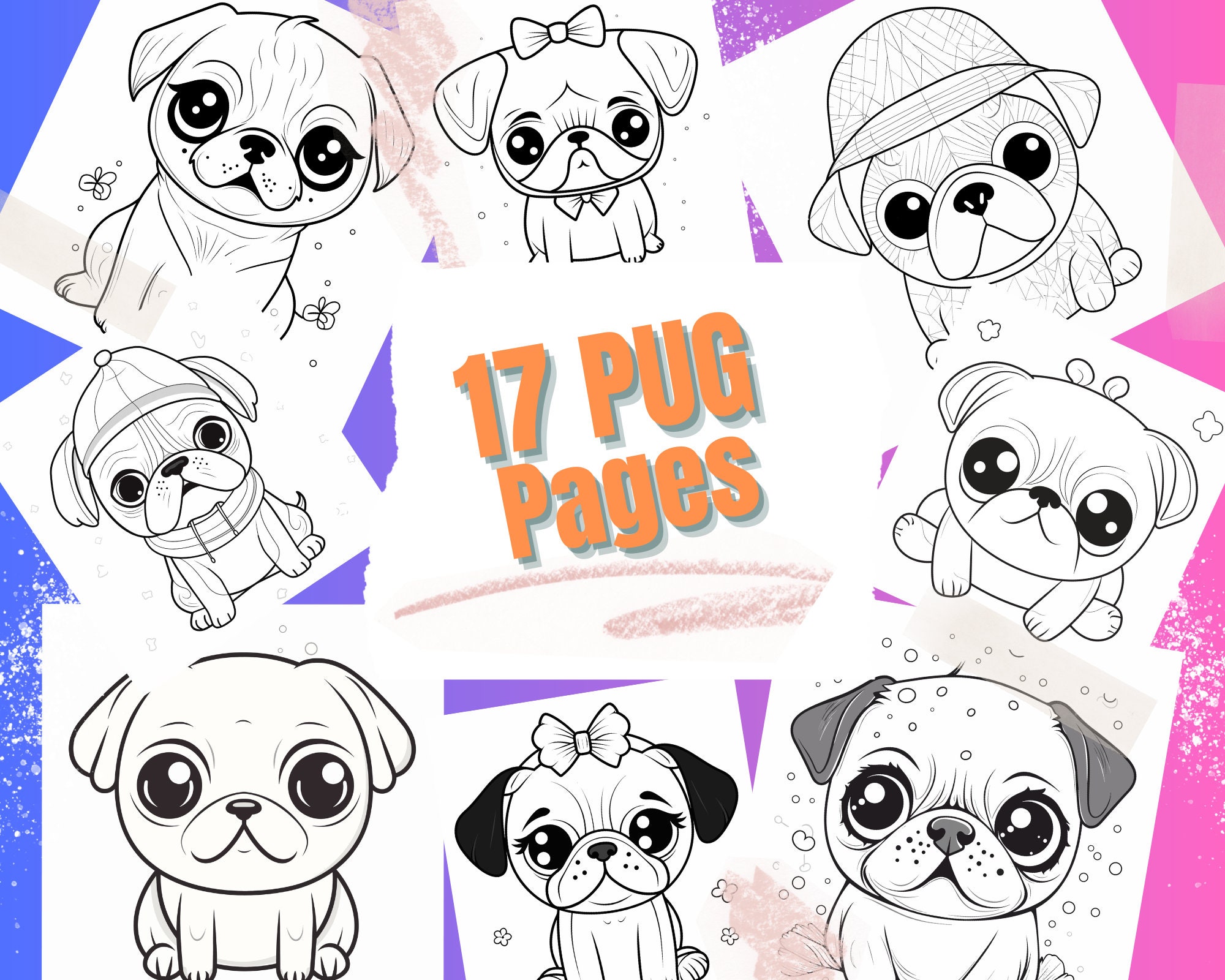 17 Kawaii Pug Coloring Pages Printable Dog Coloring Sheets for Teens