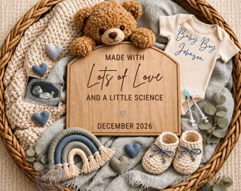 IVF Rainbow Baby Boy Announcement Template, Miracle Baby Reveal, Digital Neutral Blue Theme