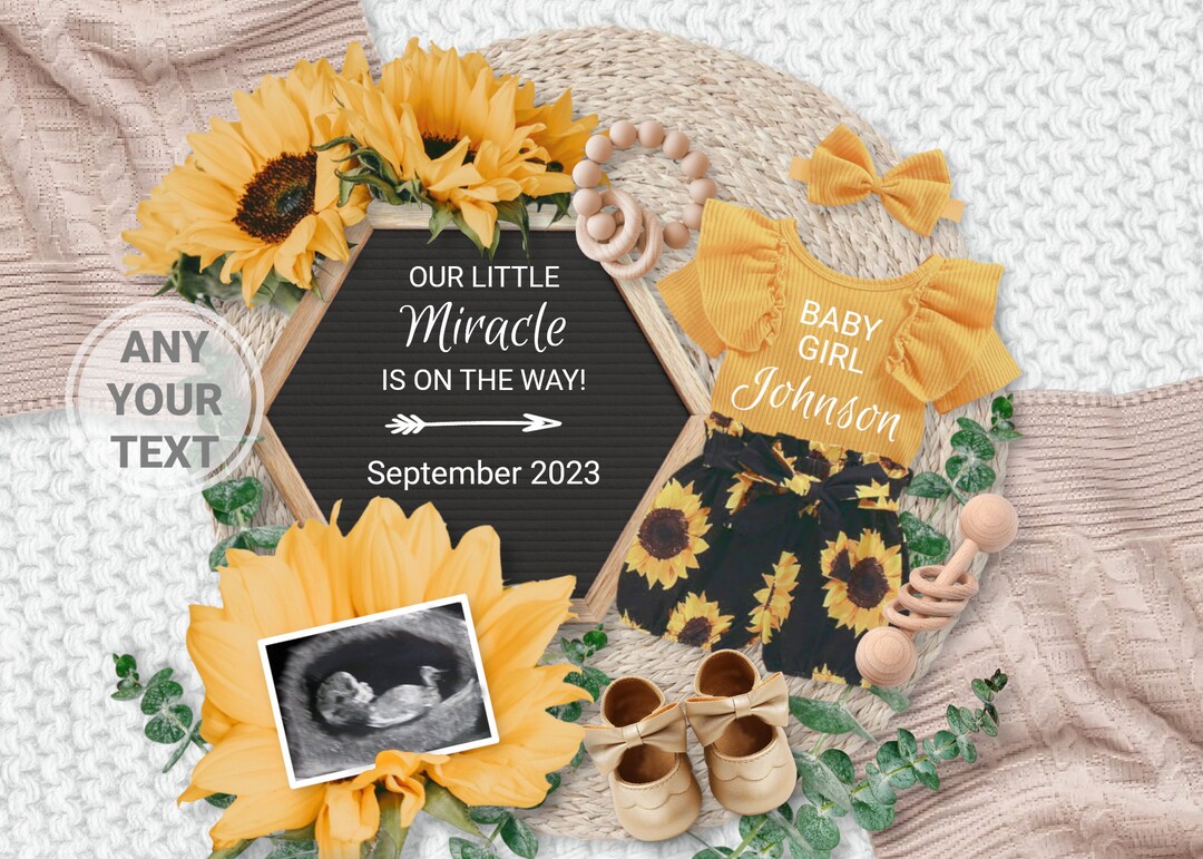 Sunflower Pregnancy Announcement Digital for Social Media Etsy