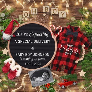 Kerstaankondiging zwangerschap babyjongen digitaal, aankondiging kerst babyjongen, Its a Boy Christmas Gender Reveal Facebook Instagram
