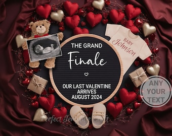 Valentines day Grand finale pregnancy announcement digital, Last baby announcement Valentine's day, February template, Baby #2 #3 #4 #5