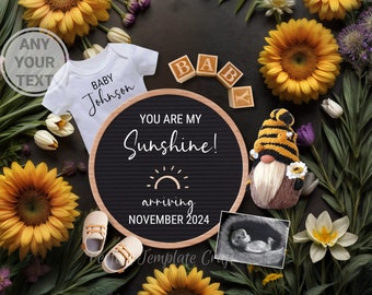 Digital Sunflower Pregnancy Announcement, Summer Baby Announcement, Sunflower Pregnancy Announce, You are my sunshine, Social Media Reveal