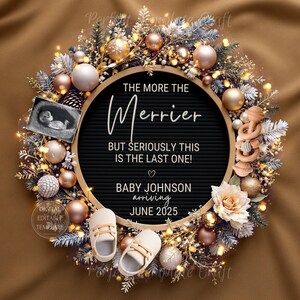 Funny Christmas Pregnancy Announcement, Last Baby Announcement, Magical Baby Reveal digital, The More the Merrier, Last One baby #2 #3 #4 #5