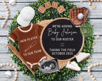 Baseball Pregnancy Announcement Digital, Sport Baby Announcement Template to husband, Gender Neutral Father's Day Reveal