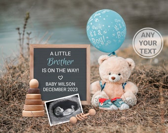 Little Brother Pregnancy Announcement Digital file, It's a Boy Baby Announcement, Siblings, second Baby Boy Gender reveal for social media