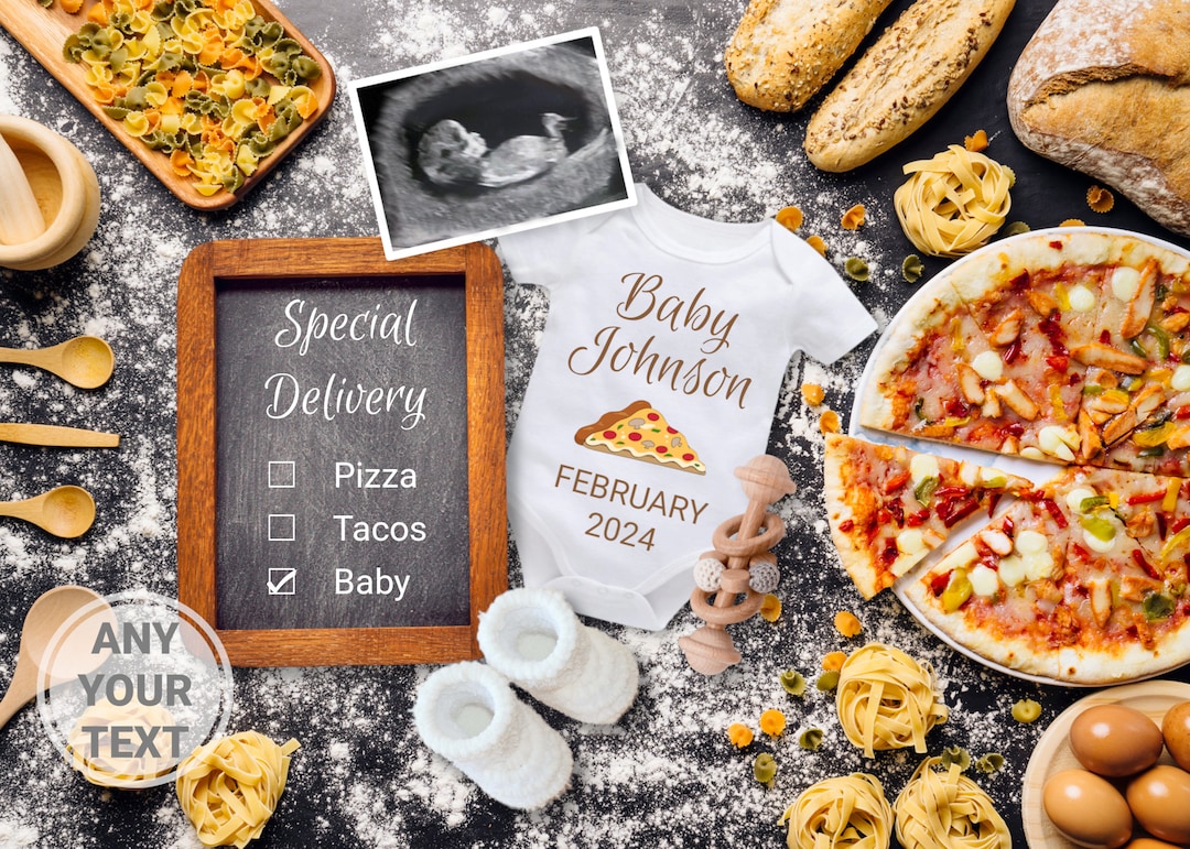 Pizza Pregnancy Announcement Digital, Special Delivery Baby