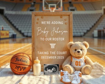Basketball Pregnancy Announcement Digital, Sports Baby Announcement, Baby Taking the Court Gender Neutral Reveal, New MVP Baby Reveal Idea