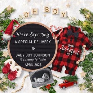 Baby Boy Weihnachten Schwangerschaft Ankündigung Digital, Weihnachten Baby Boy Ankündigung, Es ist ein Junge Weihnachten Gender Reveal Instagram Facebook