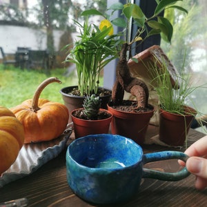 Turquoise Bubbles Tasse en céramique faite à la main Tasse à thé / café NO: 13 image 5