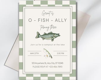 Fishing Birthday Invitation – Editable Lake Party Invite (Canva Template)