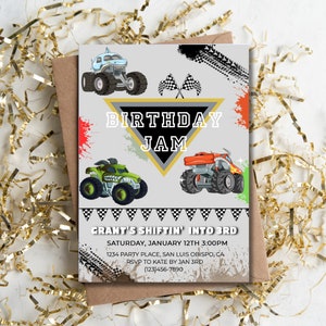 Monster Jam Theme Kids Birthday Invitation, Birthday Jam, Monster Truck ...