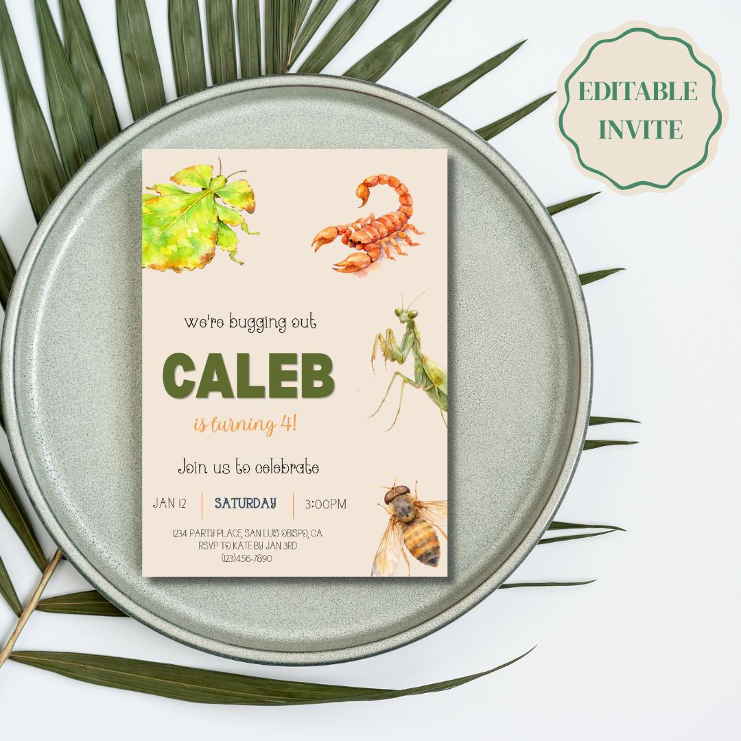 We’re Bugging Out Birthday Invitation Template, Editable Bug Birthday ...