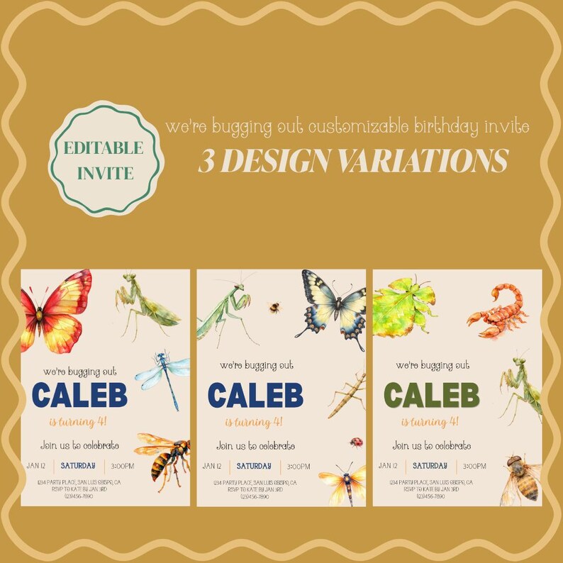 We’re Bugging Out Birthday Invitation Template, Editable Bug Birthday ...