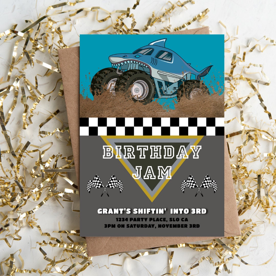 Monster Jam Theme Kids Birthday Invitation, Birthday Jam, Monster Truck Monster Jam Theme Kids Birthday Invitation, Birthday Jam, Monster Truck