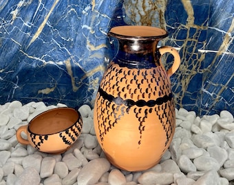 Carafe d'eau Berbère avec son verre assorti (1 Litre)