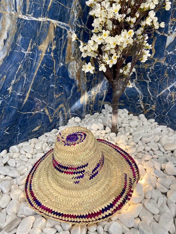 Artisan Floral Straw Woven Hat Flowered Hand Painted Boho Artisan Straw Hat Valentine main image 4