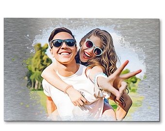 11 Year Anniversary Gift, Steel Anniversary gift, 11th anniversary gift for husband and wife, Photo Print on Metal