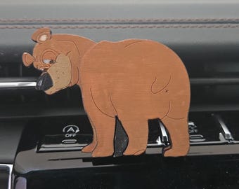 Brown Bear Car Air Freshener, Diffuser vent clips, Fragrance oils