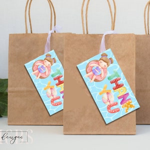 Summer Birthday Party Decoration Girl Thank You Tags Pool Party Goodie Bag Labels Summer Thank You Cards Summer Party Favor Thank You Label
