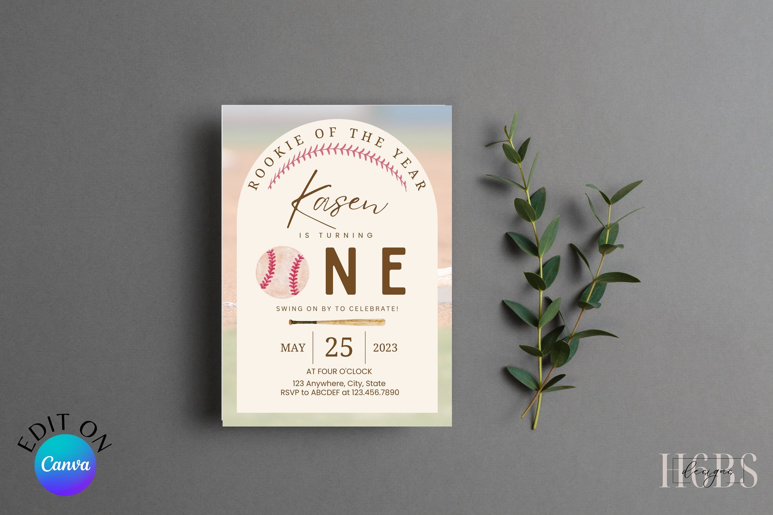 Printable &amp; Digital Editable Invitation, Rookie of the Year Birthday ...