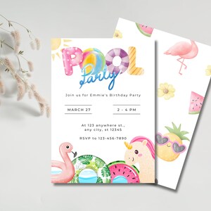 Summer Birthday Party Invitation Summer Pool Party Invite Girl Summer Pool Party Boy Summer Birthday Party Invitation Pool Party Birthday