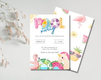 Summer Birthday Party Invitation Summer Pool Party Invite Girl Summer Pool Party Boy Summer Birthday Party Invitation Pool Party Birthday