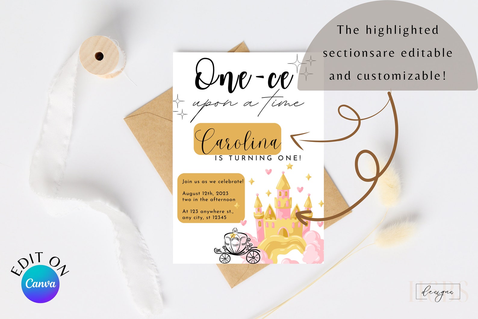 Printable &amp; Digital Editable Invitation One-ce Upon A Time First ...