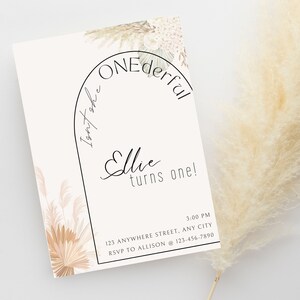 Isn't She ONEderful Birthday Invitation, Girl First Birthday Party, Instant Download, Printable & Digital Editable Invitation Template, One