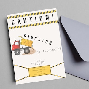Construction Birthday Invitation Dump Truck Theme Birthday Party  Construction Truck Party Invite Printable Editable Digital Canva Template