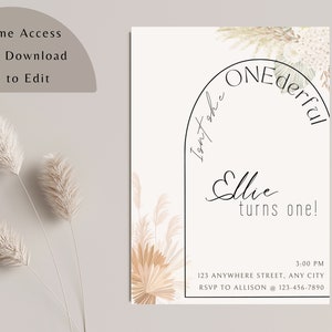 Boho First Birthday Invitation Isn't She OneDerful First Birthday Party Girl First Birthday Theme Isnt She Wonderful Boho Invitation