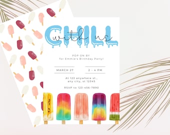 Summer Birthday Party Invitation Popsicle Party Invitation Popsicle Girl Birthday Party Summer Boy Birthday Party Invite Chill With Us