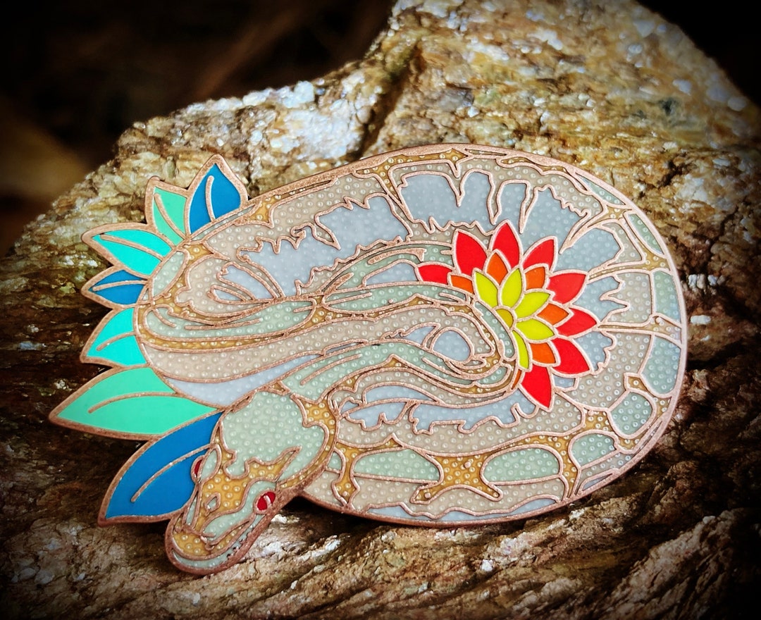 Ball Python Snake Metal Enamel Lapel Pin - Coral Glow Spider (hinode ...