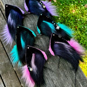 Cosplay Costume Black Pastel Faux Fur Kitten Cat Ears