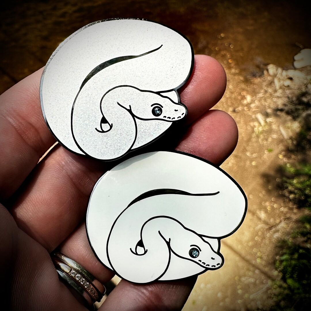 Ball Python Snake Metal Enamel Lapel Pin Blue-eyed Leucistic tsuki - Etsy