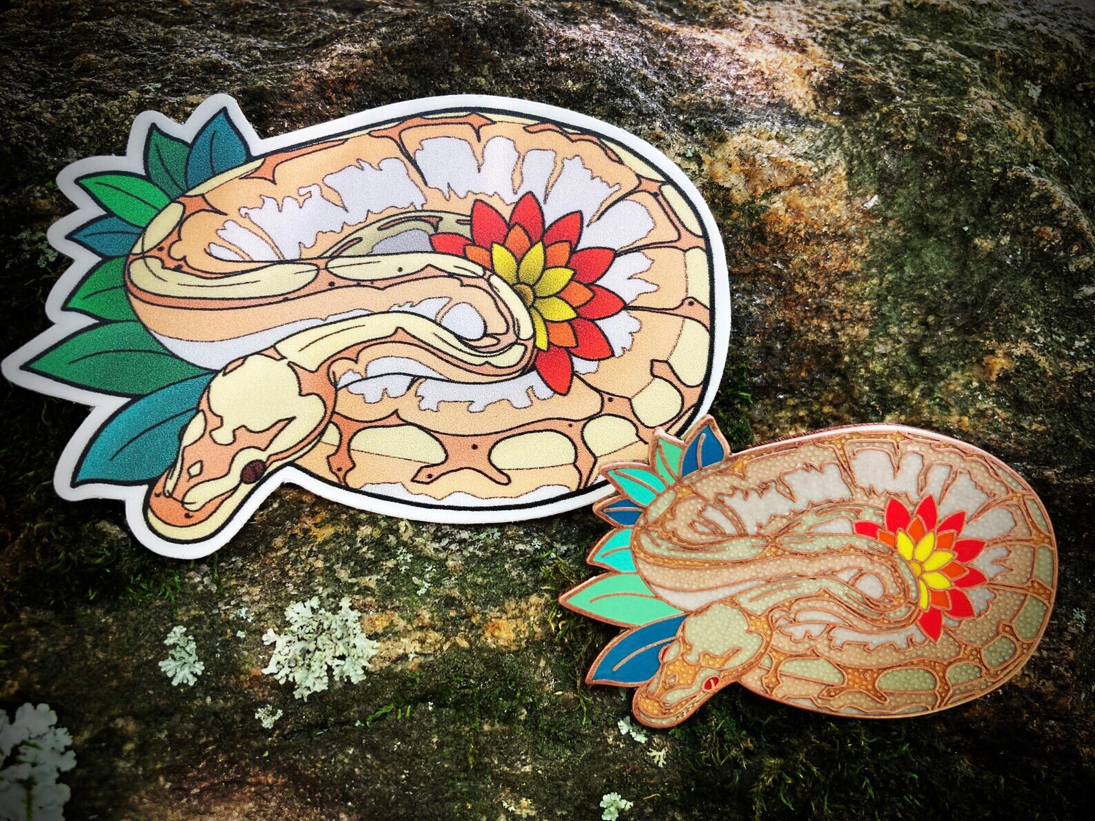 Ball Python Snake Metal Enamel Lapel Pin Coral Glow Spider - Etsy