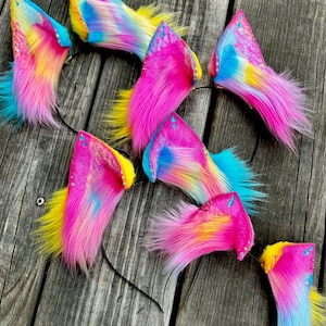 Cosplay Costume June 2025 Purr-ide Collection Prismatic Pan Faux Fur Micro Kitten Fox Kit Wolf Pup Ears Headband Kemonomimi