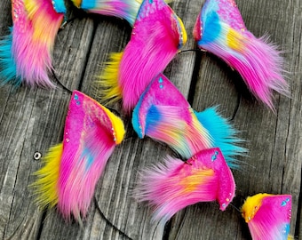 Cosplay Costume June 2025 Purr-ide Collection Prismatic Pan Faux Fur Micro Kitten Fox Kit Wolf Pup Ears Headband Kemonomimi
