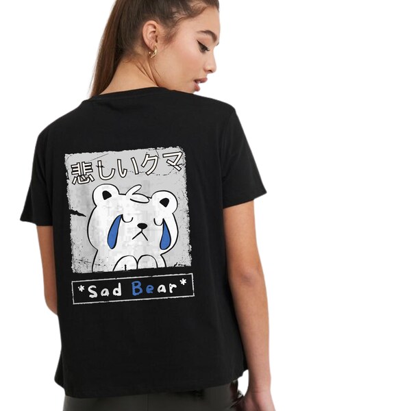Japanese style sad bear t-shirt, ideal for gifting | Otaku style t-shirt, Anime t-shirt with Sad Bear print.