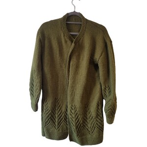Handmade: Olive Green Knitted Cardigan XL/L Etsy