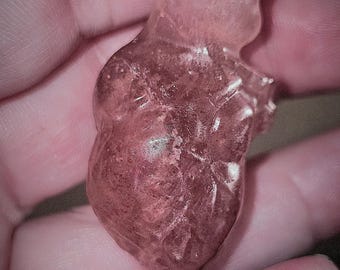 Rose Quartz hand carved anatomically correct heart.
